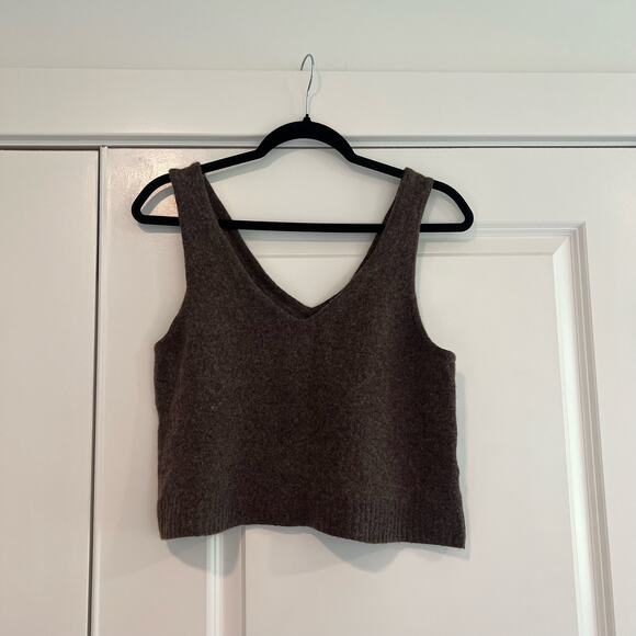 Madewell Women's Wool Cropped Sweater Tank Dark Brown Size XL - Picture 1 of 9